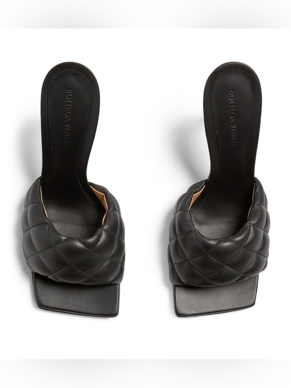 Bottega veneta Napa Black Quilted High-Heel Slide Sandals 90cm 38